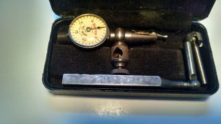 Vintage Starrett " Last Word " 711 - F Dial Indicator.  001 " In Case With Accessories