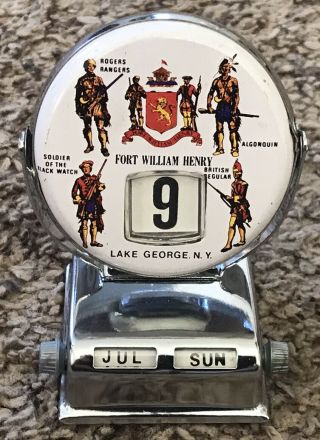 Vintage 1960’s Lake George,  Ny Metal Souvenir Flip Perpetual Calendar,  Japan