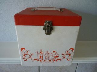 Vintage Platter Pak No.  752 Dance 45 Rpm Record Storage Case Red And White 8x8x8