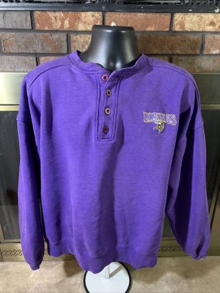 Vintage Starter Minnesota Vikings Nfl Football Crewneck Sweatshirt Men Xl Purple