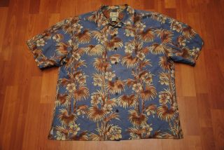 Rare Vtg Reyn Spooner Hawaiian Shirt Aloha Large L 100 Silk Palm Floral Bamboo
