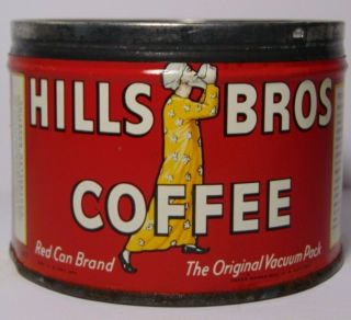 Tiny Old Vintage 1952 HILLS BROTHERS COFFEE GRAPHIC 1/2 POUND KEYWIND COFFEE TIN 2