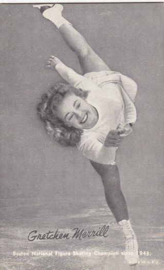 Gretchen Merrill " Boston National Figure Skating " 1940s Arcade/exhibit Card