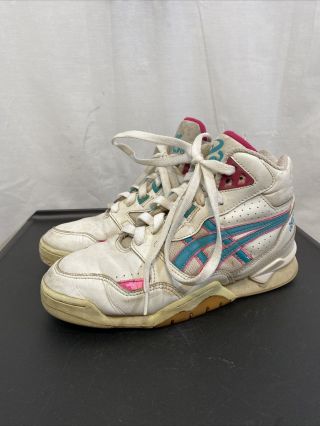Vintage Retro Asics Sl 352 White Pink High - Top Volleyball Sneakers Women’s Sz 8