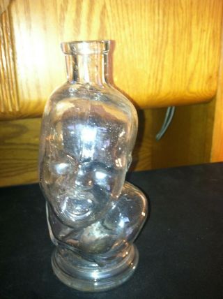 Vintage Figural Patented 1874 Glass Crying Baby Bottle Tps 6.  5 "
