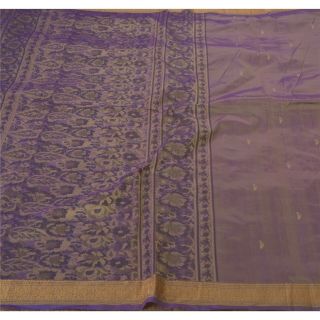 Sanskriti Vintage Purple Sarees Art Silk Woven Craft Fabric Premium 5 Yard Sari