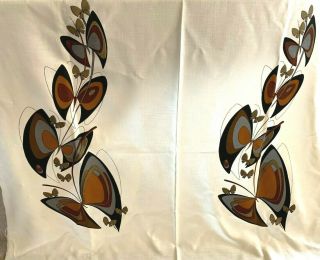 Vintage Alfred Shaheen Handpainted Fabric Hawaii Butterflies 2 Panels - 54 By 45