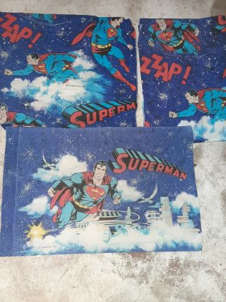 Vintage 1978 Dc Comics Superman Twin Size Sheet Set W Pillow Case Bibb Usa Made