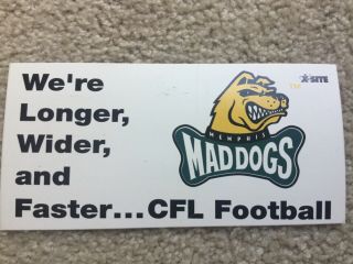 1995 CFL Memphis Mad Dogs Decal Bumper Sticker,  Mad Dogs Schedule Defunct 2
