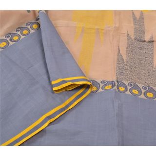 Sanskriti Vintage Indian Sari Pure Cotton Woven Premium Sarees Craft 5 Yd Fabric