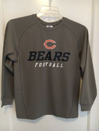 Chicago Bears Long Sleeve Shirt L (12 - 14) Team Apparel Gray With Logo Euc
