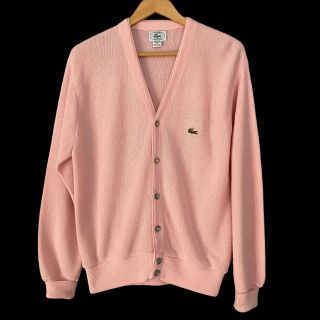 Vintage Mens M Izod Lacoste Pink Button - Up Cardigan Sweater Medium Read