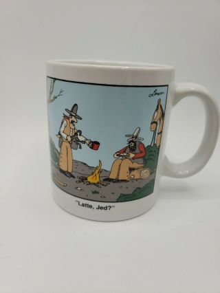 The Far Side Gary Larsen Vintage Latte Jed 1991 Coffee Cup Mug Cowboys Horses 2