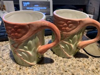 2 Rare Vintage Henriksen Imports Ceramic Porcelain Flamingo Coffee Mugs Japan
