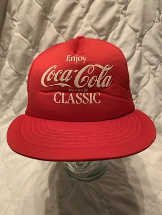 Vtg 80s Coke Enjoy Coca Cola Classic Snapback Trucker Hat Cap Mesh Punk Osfa