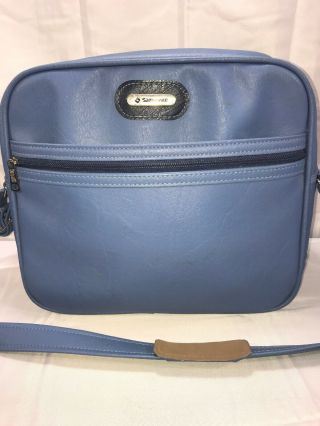 Vintage Samsonite Carry On Faux Leather Shoulder Bag Carry On Blue