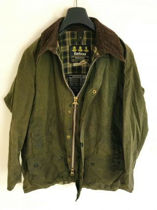 Barbour Vintage Beaufort Wax Jacket Green Coat 46 Size Large / Extra Large L/xl
