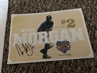 Nyjer Morgan/ Tony Plush 2 Milwaukee Brewer 5 By 7 Card And Towel 3