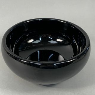 Japanese Lacquer Bowl Vtg Wood Black Serving Thick Deep Px483