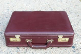 Vtg Franzen Top - Grain Leather Briefcase Suede Lined Maroon Laptop Case