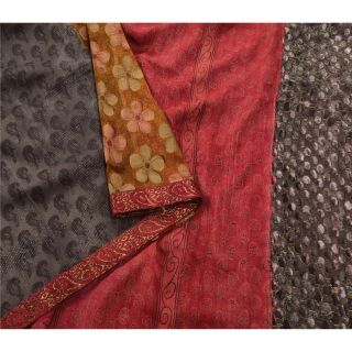 Sanskriti Vintage Indian Sari Pure Georgette Silk Woven Fabric Bollywood Sarees