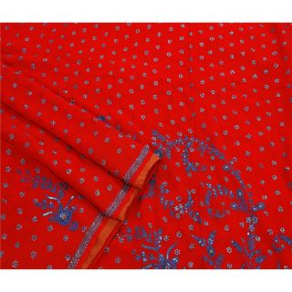 Sanskriti Vintage Sarees Georgette Silk Hand Beaded Fabric Premium Ethnic Sari