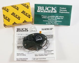 Vintage Black Buck Whittaker 758 Metro Keychain Pocket Knife Led W/ Box