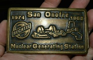 Vintage 1982 San Onofre Nuclear Generating Station Bechtel Brass Belt Buckle