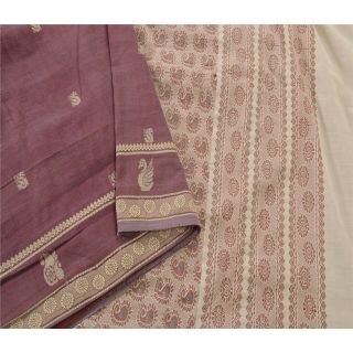Sanskriti Vintage Purple Sarees Cotton Woven Craft Fabric Traditional 5 Yd Sari