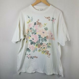 Floral Mens T Shirt Xl Extra Large Vintage 90s Pink Flowers Single Stitch Vtg