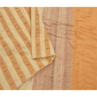 Sanskriti Vintage Yellow Saree Art Silk Woven Craft Fabric Premium 5 Yard Sari