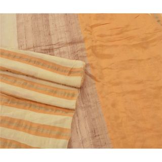 Sanskriti Vintage Yellow Saree Art Silk Woven Craft Fabric Premium 5 Yard Sari 2
