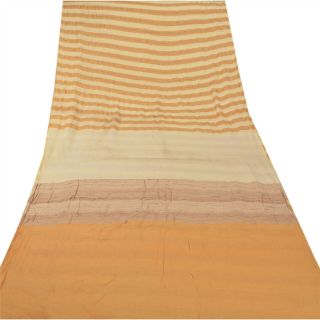 Sanskriti Vintage Yellow Saree Art Silk Woven Craft Fabric Premium 5 Yard Sari 3