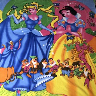 Vintage Rare Discontinued EUC Disney Princess Paul Stuart Fleece Blanket 83x61 2
