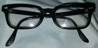 Rare Vintage B&l Bausch & Lomb Black Horn Rim Eyeglass Frames 4620 4 - 5 1/4