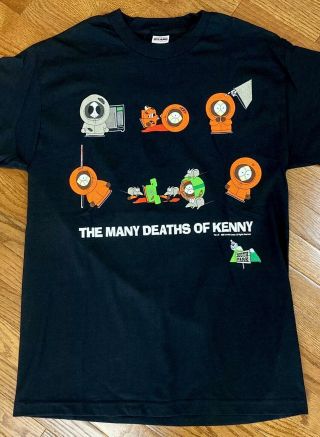 Nwot Vintage 90s Mens Large South Park T - Shirt Many Deaths Of Kenny Crew Neck