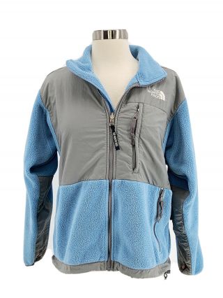 Vtg The North Face Womens Denali Light Blue Full Zip Fleece Jacket 90s Sz Small