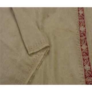 Sanskriti Vintage Saree Tissue Hand Beaded Craft Fabric Premium Ethnic Sari