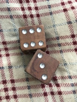 Vintage Set Of Large Wooden Hand Made Folk Art Dice " Great Collectible Items "