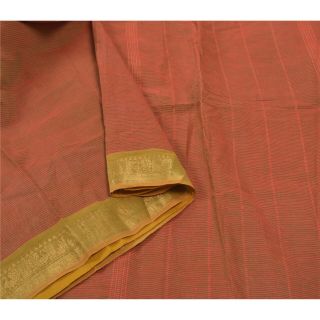 Sanskriti Vintage Brick Red Sarees Pure Cotton Premium Sari Woven Craft Fabric