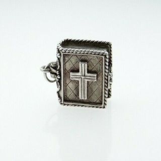 Vintage Sterling Silver Nuvo Opening Bible Charm With Angel & Baby Rare