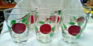 Vtg Set Of 6 Franciscan Ware Apple 3.  5 " Hand Painted Juice Glass Cups