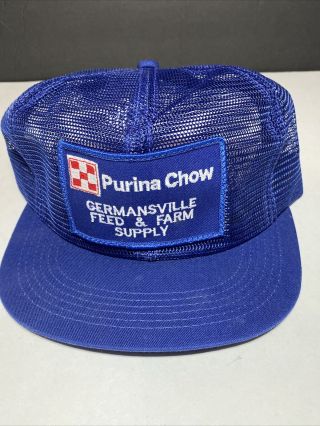 Vintage Purina Chow Trucker Snapback Mesh Hat K Brand Usa Germansville Pa Farm