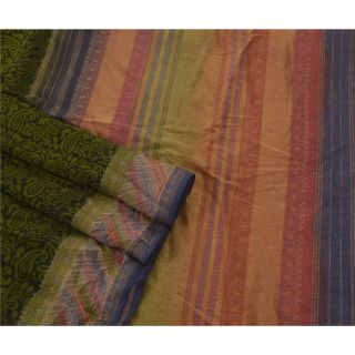 Sanskriti Vintage Saree 100 Pure Silk Woven Fabric Premium 5 Yard Craft Sari