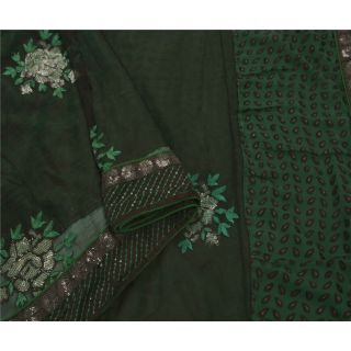 Sanskriti Vintage Saree Georgette Hand Beaded Craft Fabric Premium Ethnic Sari