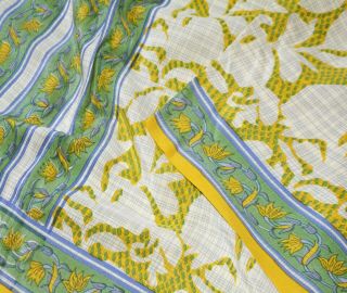 Vintage Saree Pure Crepe Silk Printed Indian Sari Fabric Craft 5yard Sewing Soft