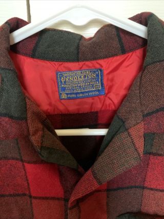 Vintage Pendleton Red & Green Flannel - Medium - 100 Virgin Wool 2