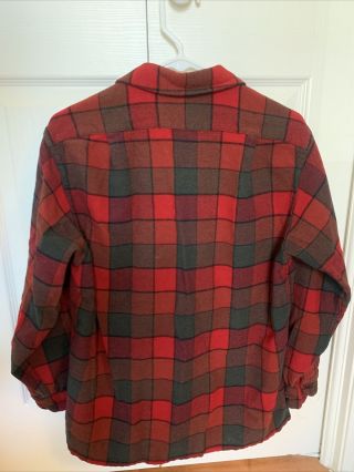 Vintage Pendleton Red & Green Flannel - Medium - 100 Virgin Wool 3