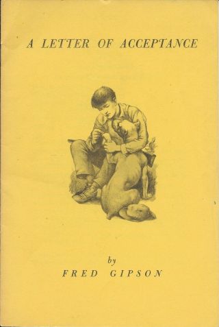 Fred Gipson,  Cover / A Letter Of Acceptance Old Yeller 1960
