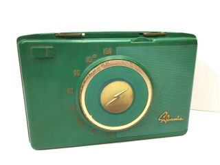 1954 Sylvania 454 Gr “skylark” Green Vintage Tube Radio Large Single Knob